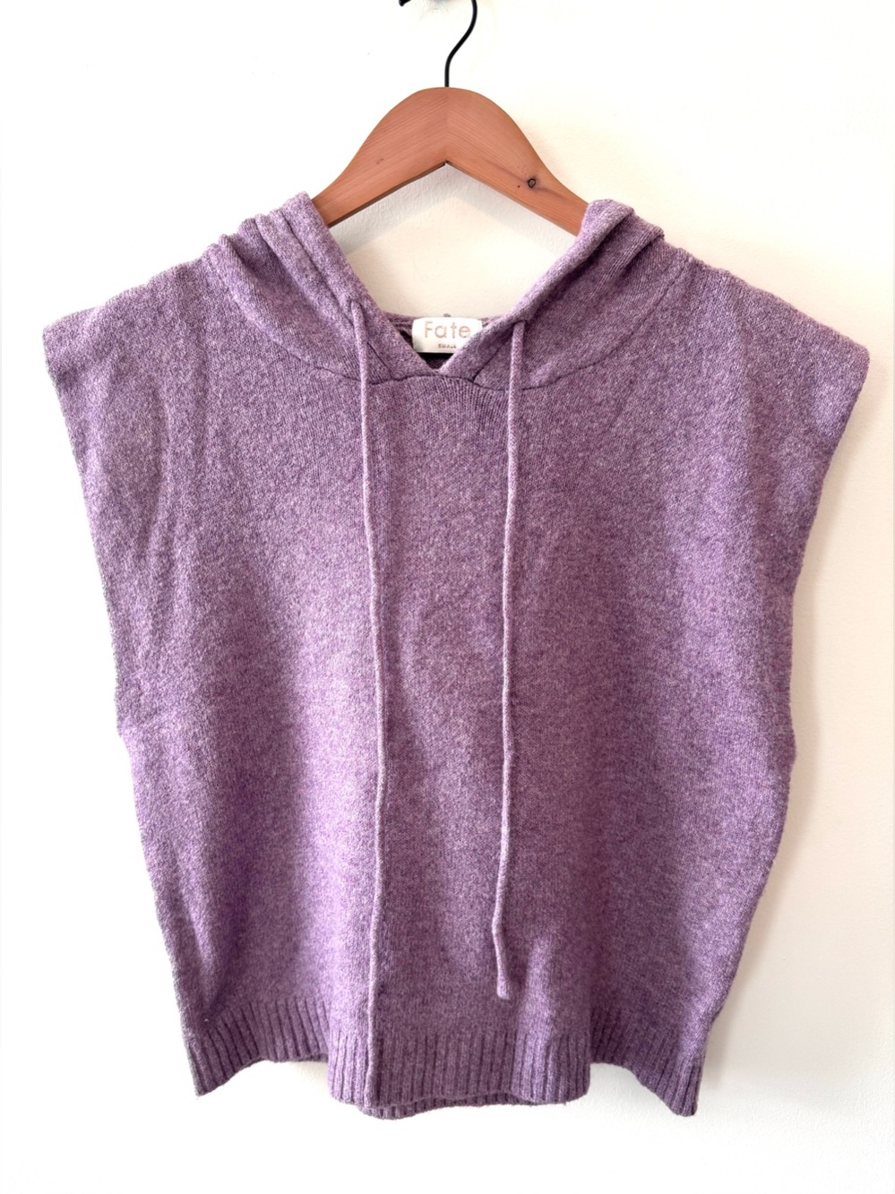 Fate Purple Hooded Sleeveless Knit Sweater Vest Size Small